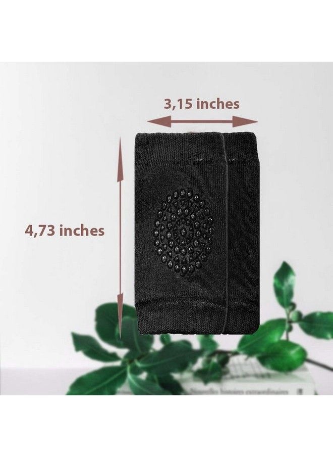 BabyMoon - Baby Knee Pads For Crawling Antislip Padded Stretchable Elastic Cotton Soft Breathable Comfortable Knee Cap Elbow Safety Protector (Jet Black) - Image 1