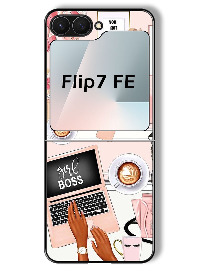Theodor Case Compatible with Samsung Galaxy Z Flip 7 FE 6.7 Inch Protection Shockproof Bumper Cover Girl Boss Item - Image 1