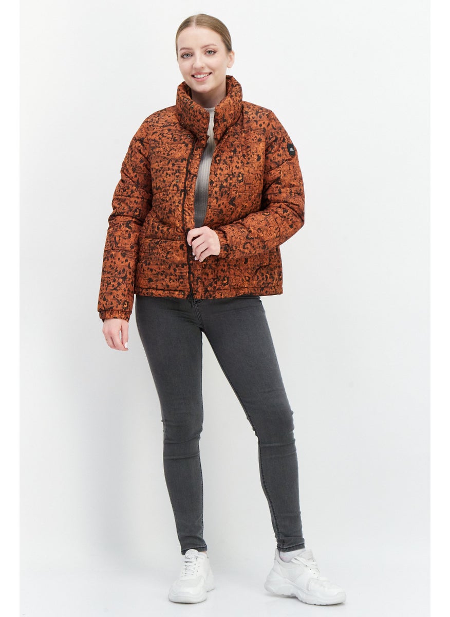 O'NEILL Women Animal Print Puffer Jacket, Brown Combo  - Image 2