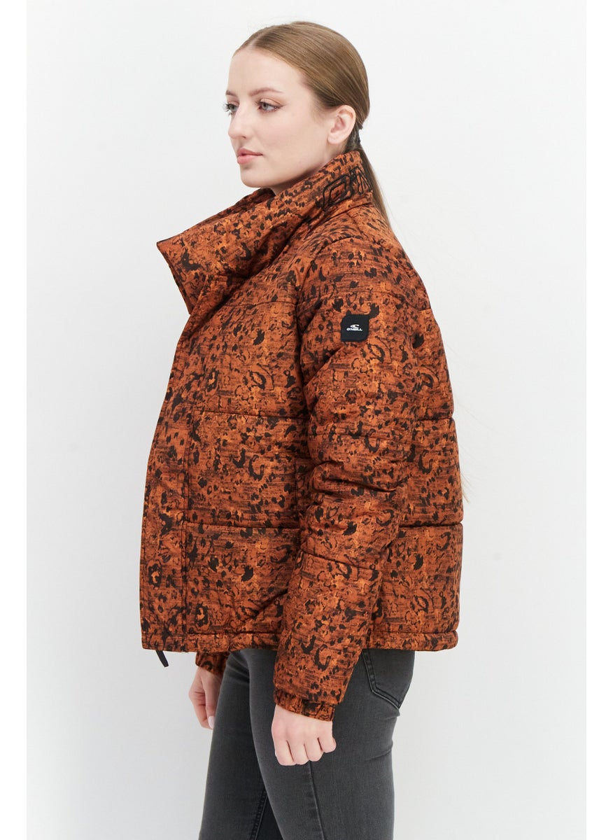 O'NEILL Women Animal Print Puffer Jacket, Brown Combo  - Image 3