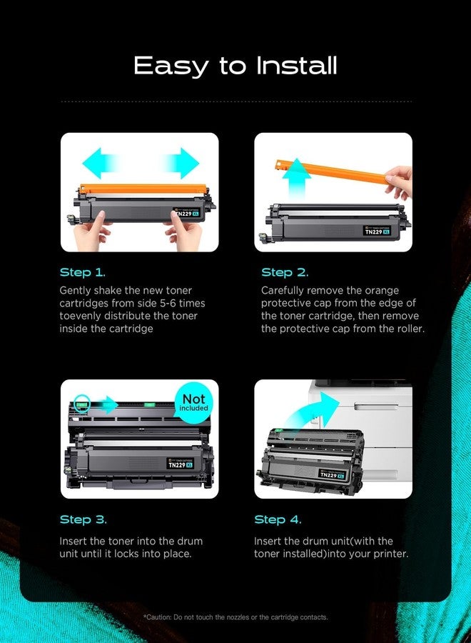 iNKPAD TN229XL TN229 Compatible Toner Cartridge for MFC-L3780CDW HL-3280CDW Replacement with Brother TN229XL TN 229XL TN-229 Work with MFC-L3720CDW HL-L3220CDW HL-L3300CDW Printers (4 Pack, Bk/C/M/Y) - Image 4