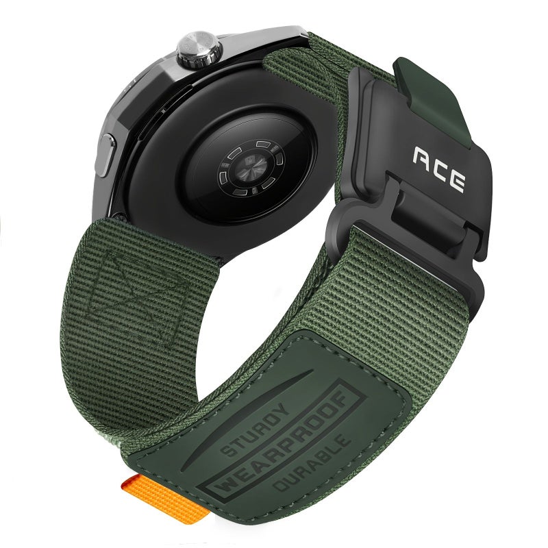 حزام نايلون عسكري أخضر بعرض 22 مم متوافق مع ساعة Huawei Watch GT 6 Pro و GT5 46 مم - Image 1