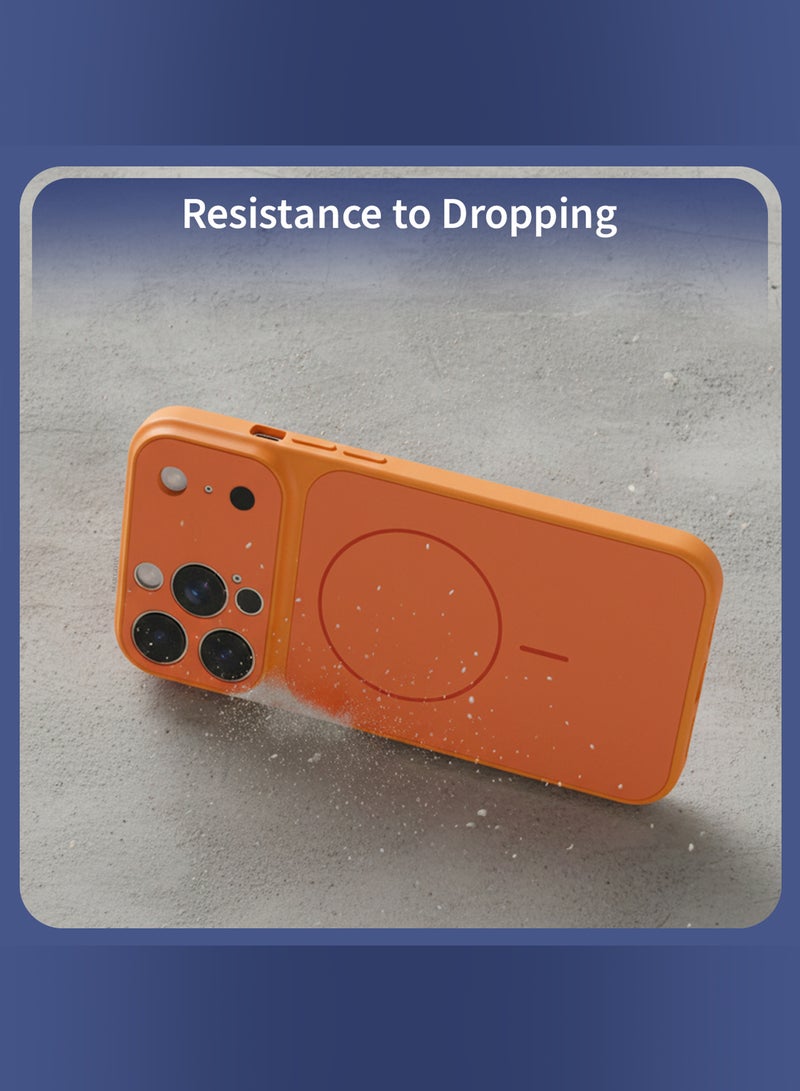 MARGOUN Magnetic Upgrade Case for iPhone 15 Pro Max – Convert to 17 Pro Max Look - Wireless Charging Support Case with Screen Protector Cosmic Orange-2 - Image 3