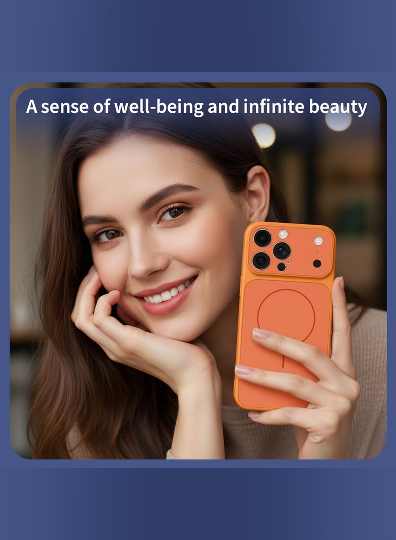 MARGOUN Magnetic Upgrade Case for iPhone 15 Pro Max – Convert to 17 Pro Max Look - Wireless Charging Support Case with Screen Protector Cosmic Orange-2 - Image 4