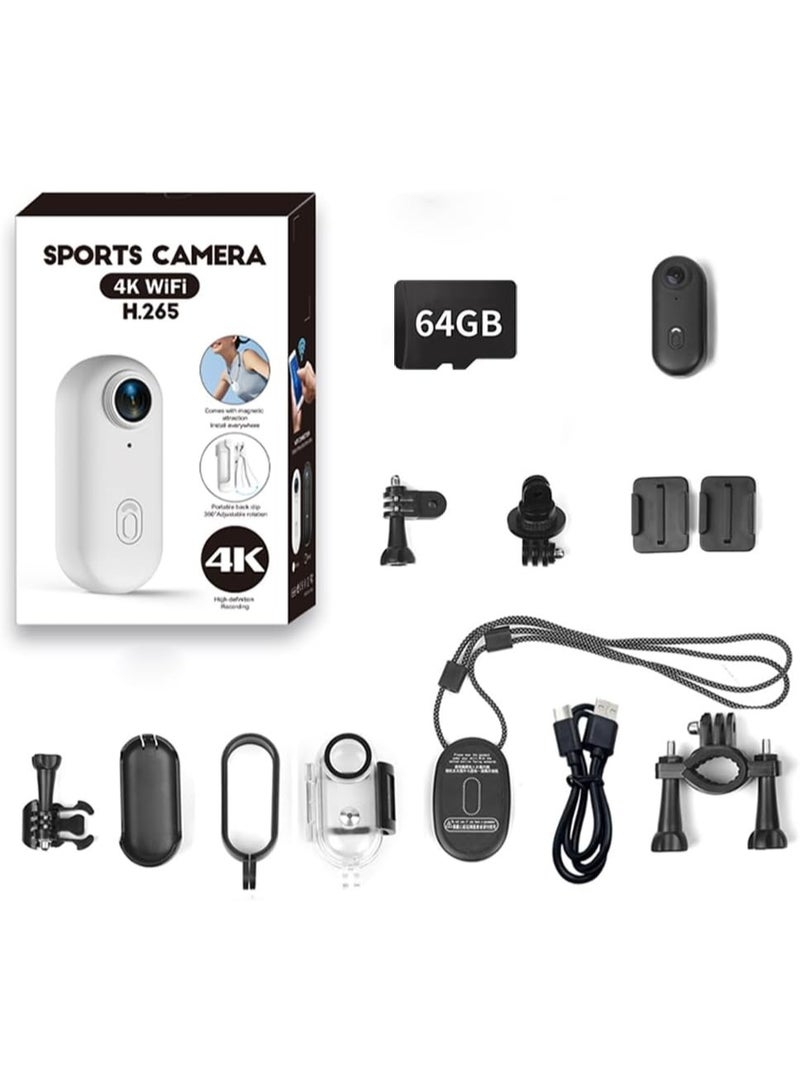 JS-10B 4K Mini Wearable Action Camera with 64GB Card, Magnetic Mount & 360° Clip - Image 1