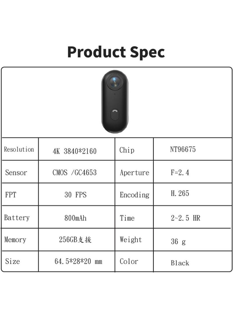 JS-10B 4K Mini Wearable Action Camera with 64GB Card, Magnetic Mount & 360° Clip - Image 2