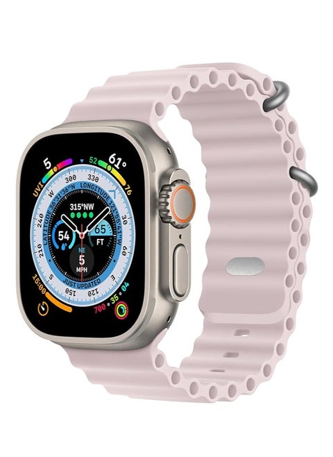 Sport New Silicone Band Compatible with Apple Watch Ultra Ocean 42/44/45/49mm Strap for iWatch Series Ultra 8 7 6 5 SE-Pink