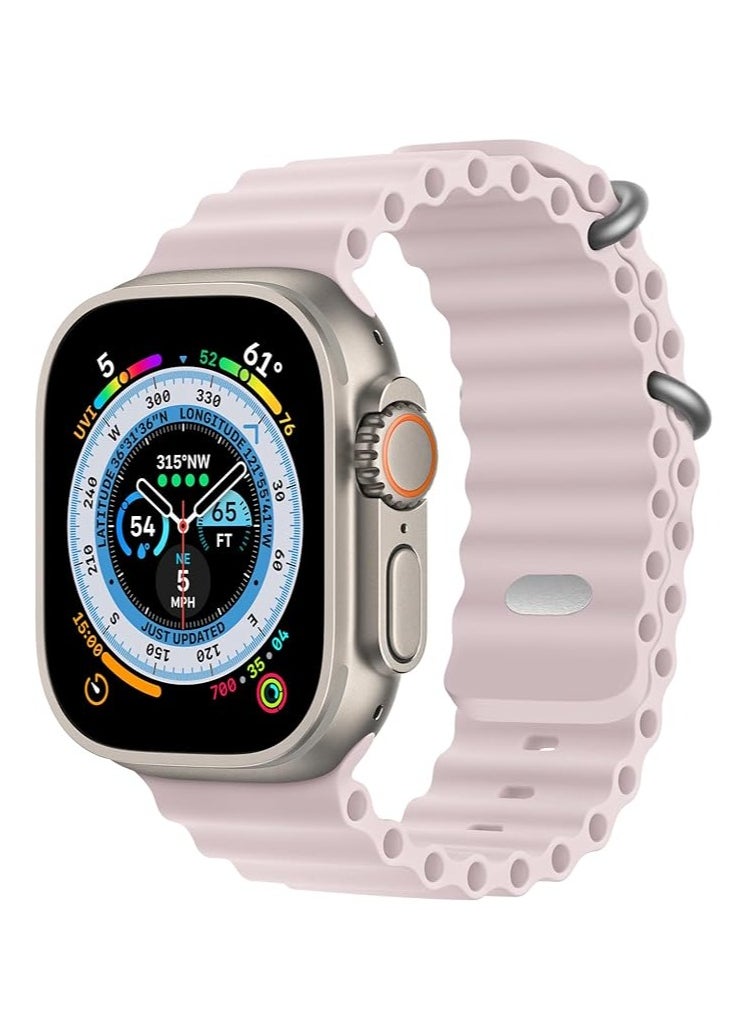 Generic - Sport New Silicone Band Compatible with Apple Watch Ultra Ocean 42/44/45/49mm Strap for iWatch Series Ultra 8 7 6 5 SE-Pink - Image 1
