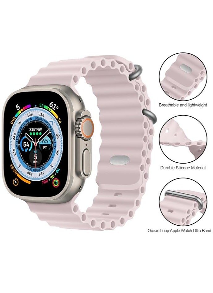 Generic - Sport New Silicone Band Compatible with Apple Watch Ultra Ocean 42/44/45/49mm Strap for iWatch Series Ultra 8 7 6 5 SE-Pink - Image 1