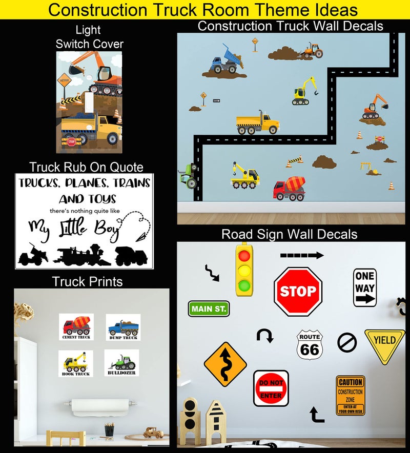 Create-A-Mural Truck Boys Room Light Switch Cover Plate Kids Decorative Tractor Nursery Teen Toddler Room Decor Bedroom Bathroom Playroom (Construction Truck) - Image 5