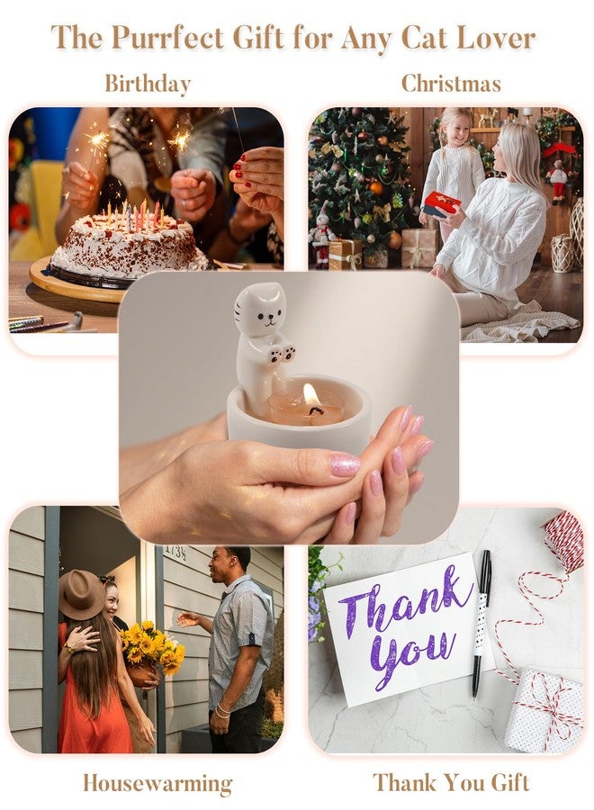 AntExpanse طقم حامل شموع سيراميك على شكل قطة من AntExpanse، حامل شموع صغير لطيف على شكل مخالب قطة صغيرة مع شمعة معطرة وسلسلة مفاتيح إضافية، هدايا مميزة لمحبي القطط والنساء، ديكور منزلي وغرفة رائع - Image 5