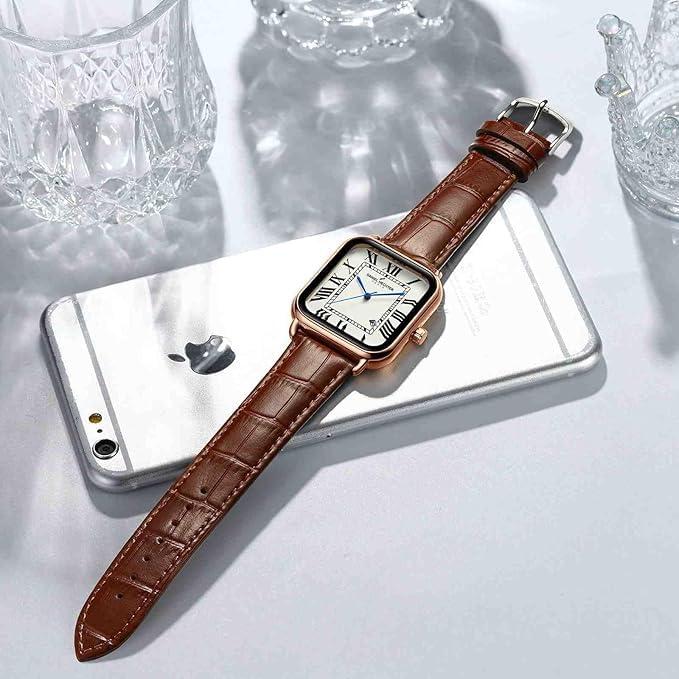 Daniel Hechter Plaisance Collection Square Watch for Women - White dial, Roman Numerals with Minimalist Design - Image 4