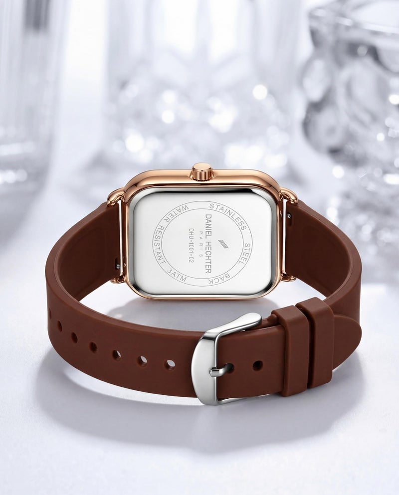 Daniel Hechter Plaisance Collection Square Watch for Women - White dial, Roman Numerals with Minimalist Design - Image 5