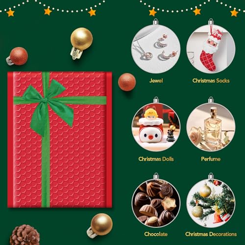 Fuxury Bubble Mailers 6x10" Christmas Padded Envelopes 25 Pack Usable Size 6x9" Thick Mailing Envelopes Bubble Opaque Padded Mailers Shipping Bags for Mailing Jewelry Makeup Small Business #0 Red - Image 5