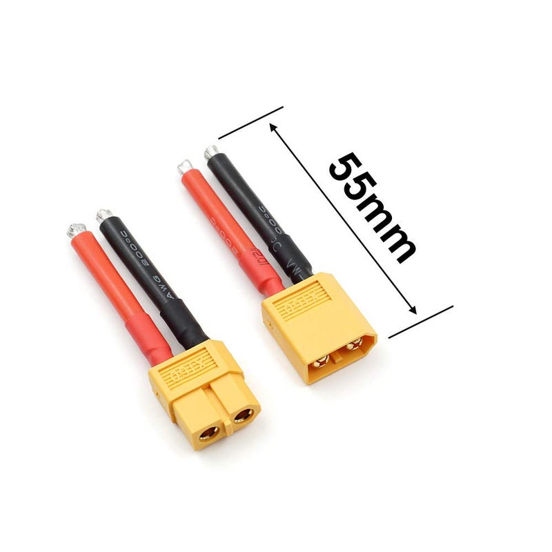 elechawk 3 Pairs XT60 Plug Female and Male Connector with 12AWG Silicon Wire for RC Lipo Battery Cable Drone - Image 2