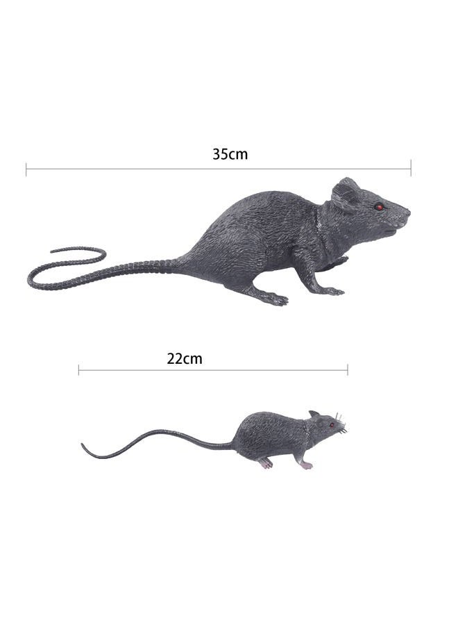 Clobeau Halloween Fake Rat Mouse Realistic Plastic Mouse Fake Pranks Rats Squeezable Squeaking Rats Spooky Scary Creepy Halloween Prop Decor Simulated Big Small Mouse for Prank Party Toys Halloween Mice 2PCS - Image 2