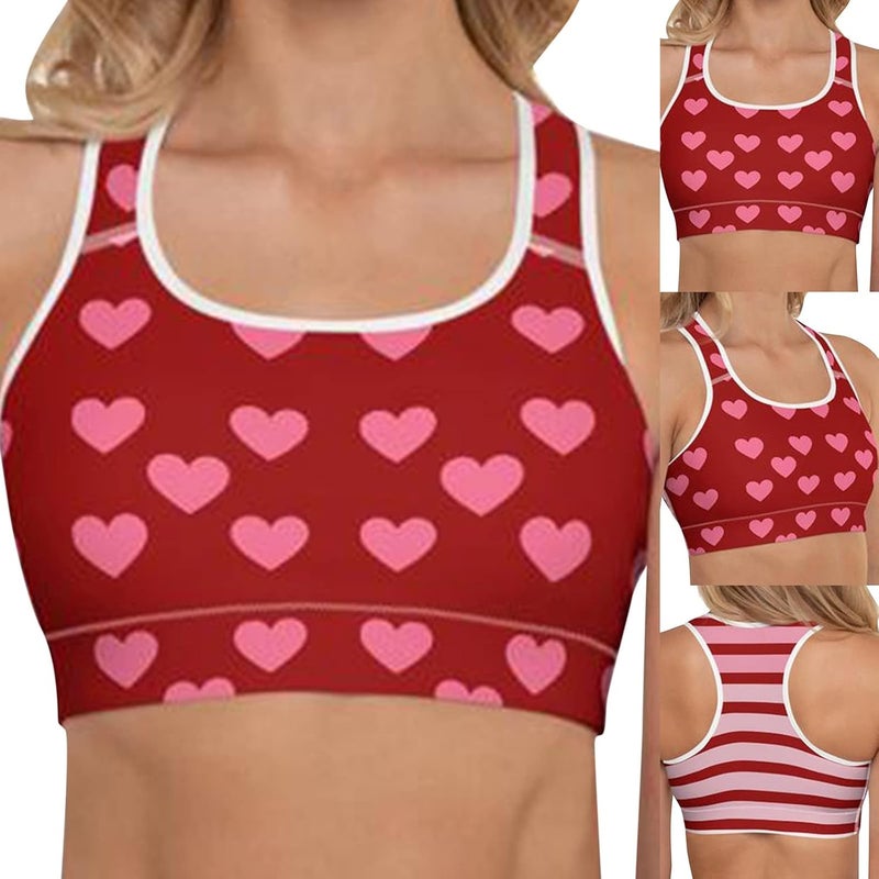 klarako Women Padded Sports Bra Workout Running Shirts Yoga Tank Top Valentine's Day Running Tank Tops Vests - Image 2