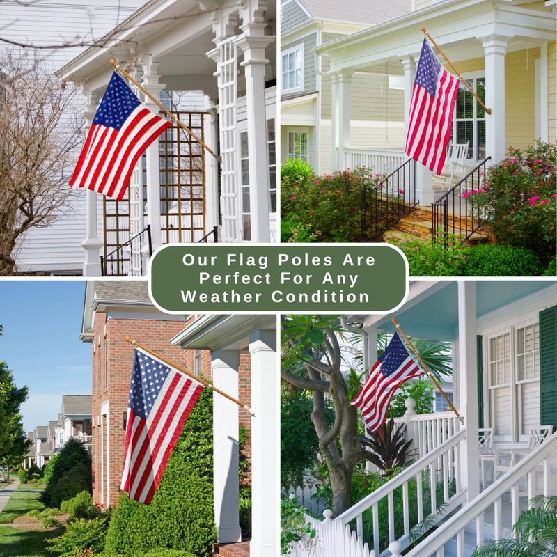 ILOT 56" Wooden Flag Pole for House Pack of 2 Improved Design Tangle Free Adjustable Rotating Rings Heavy Duty Flag Poles for Outside Fit Most Flag Sizes - Image 3