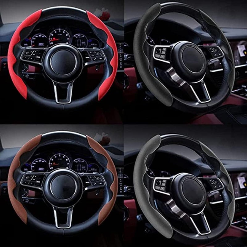 woobles Car Anti-Skid Plush Steering Wheel Cover, Car Wheel Cover Comfortable, Universal Auto Car Steering Wheel Cover, Easy to Install, Breathable Anti-Slip (Carbon Fiber Pattern Pink) Carbon Fiber Pattern Pink - Image 2