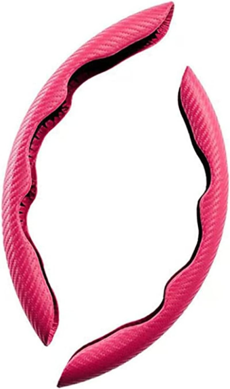 woobles Car Anti-Skid Plush Steering Wheel Cover, Car Wheel Cover Comfortable, Universal Auto Car Steering Wheel Cover, Easy to Install, Breathable Anti-Slip (Carbon Fiber Pattern Pink) Carbon Fiber Pattern Pink - Image 1