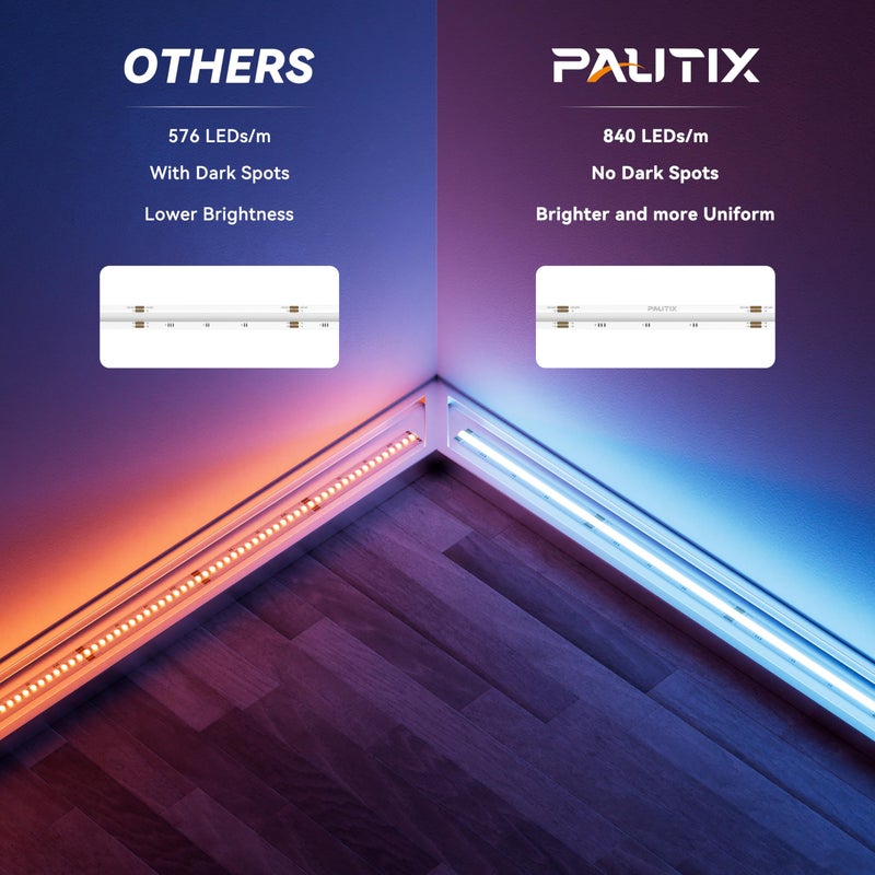 PAUTIX RGB COB LED Strip Light,UL Listed 24V Color Changing LED Strip Lights,Multicolor Flexible Tape Light for Cabinet,Room,Bedroom,Party DIY Lighting Projects(Power Supply & Controller Not Included) - Image 2