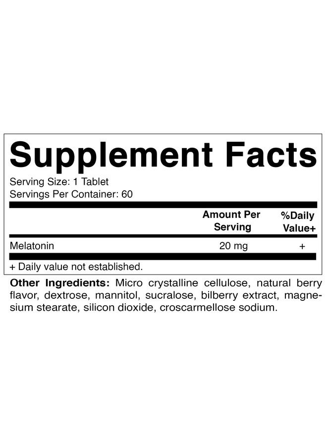 Vitamatic 2-Pack High Potency Melatonin 20 mg - 60 Fast Dissolve Tablets Total Fast-Acting Sleep Support - Natural Berry Flavor | Vegetarian - Image 3