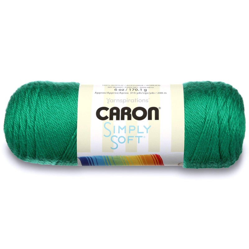 Caron Simply Soft Solids Yarn, 6oz, Gauge 4 Medium, 100% acrylic - Green - Machine Wash & Dry - Image 1