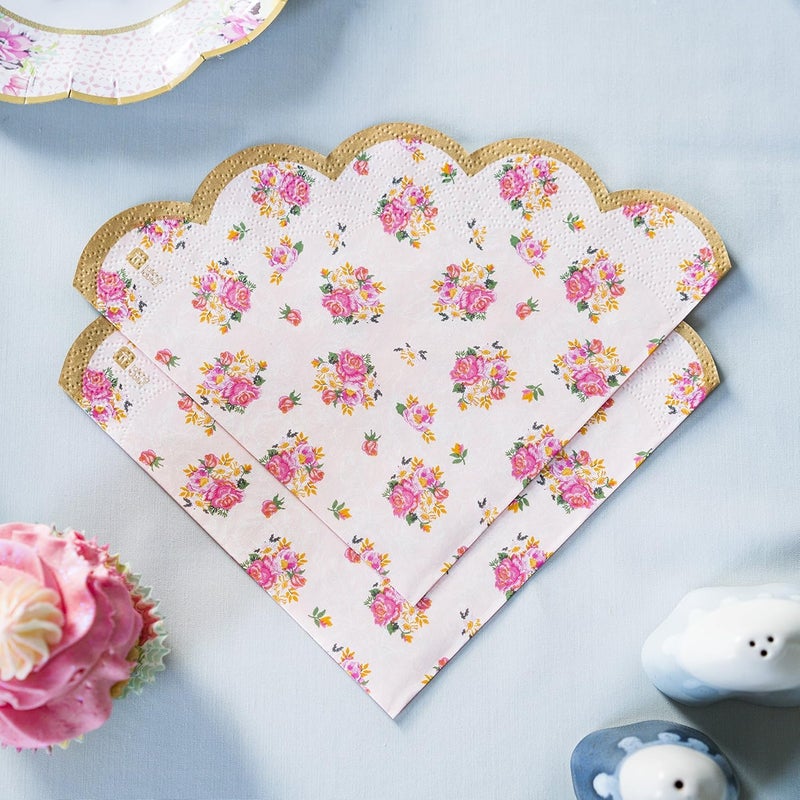 Talking Tables Pretty Pink Floral Paper Napkins Truly Scrumptious Afternoon Tea Party Decorations For Mother's Day Bridal Bachelorette Baby Shower or Birthday- Made By Talking Tables - Pack of 20 - Image 2