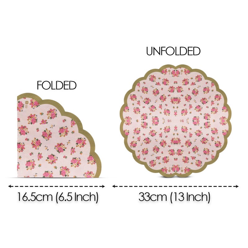 Talking Tables Pretty Pink Floral Paper Napkins Truly Scrumptious Afternoon Tea Party Decorations For Mother's Day Bridal Bachelorette Baby Shower or Birthday- Made By Talking Tables - Pack of 20 - Image 3