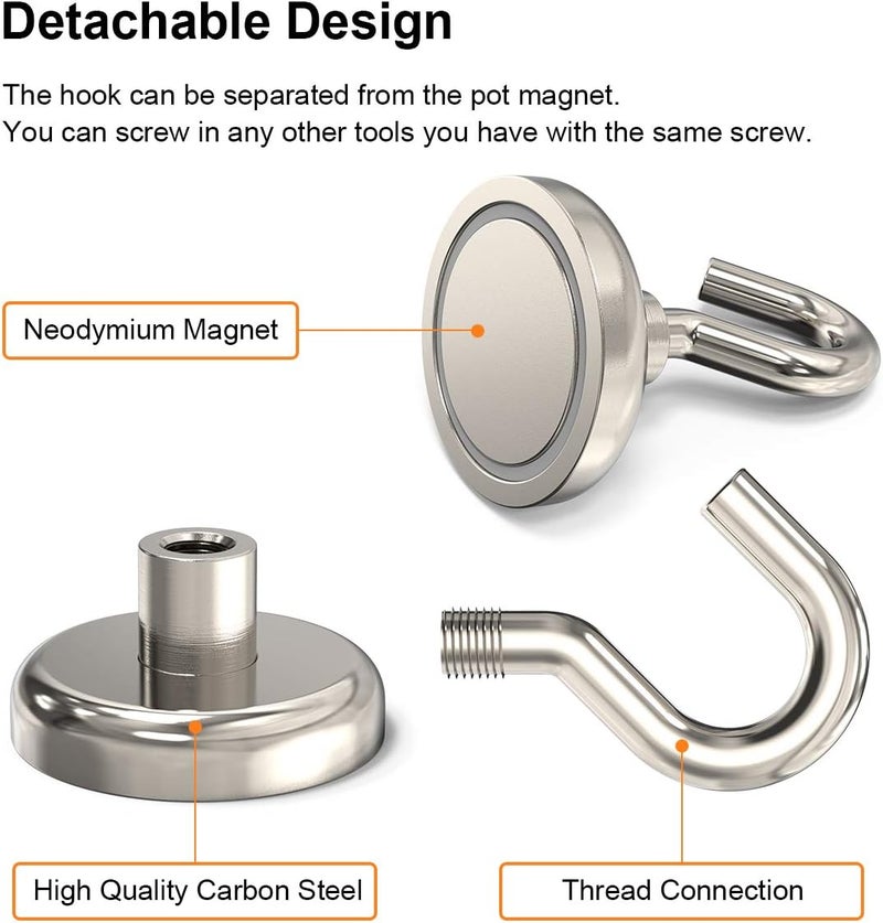 GREATMAG Magnetic Hooks Heavy Duty, 110 lbs Strong Magnet Hooks for Hanging, Magnet with Hook for Cruise, Refrigerator, Pack of 6 - Image 3
