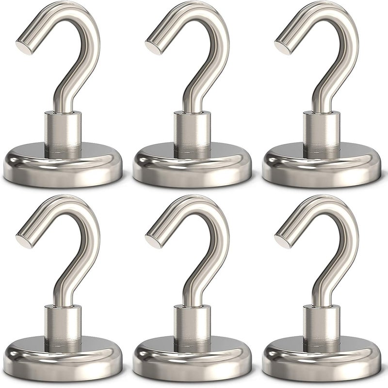 GREATMAG Magnetic Hooks Heavy Duty, 110 lbs Strong Magnet Hooks for Hanging, Magnet with Hook for Cruise, Refrigerator, Pack of 6 - Image 1