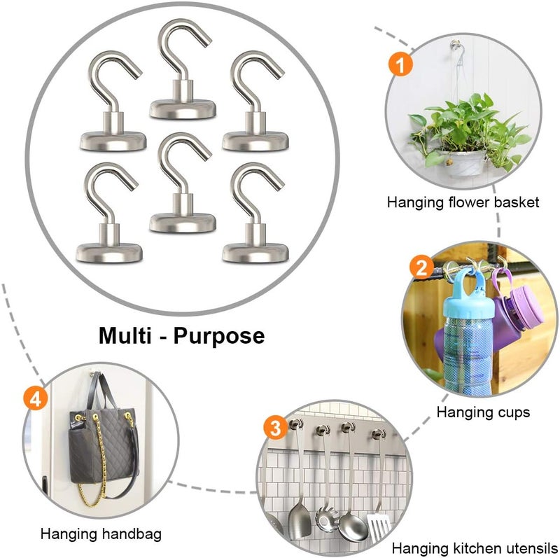 GREATMAG Magnetic Hooks Heavy Duty, 110 lbs Strong Magnet Hooks for Hanging, Magnet with Hook for Cruise, Refrigerator, Pack of 6 - Image 5