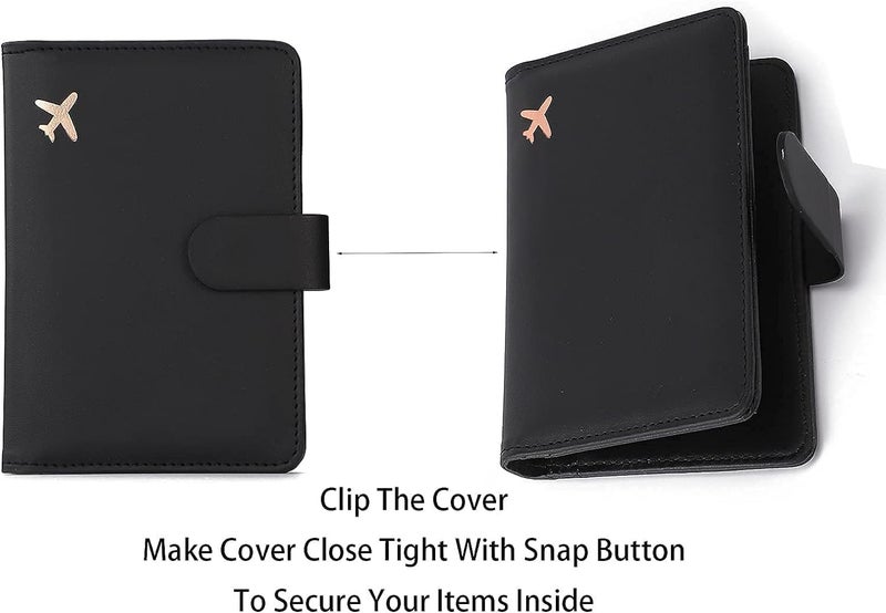 NKD Premium Leather Passport Holder Covers Case, Waterproof Rfid Blocking Travel Wallet Passport Holder with Pen Holder, Cute Passport Book for Women/Men, Black - Image 5