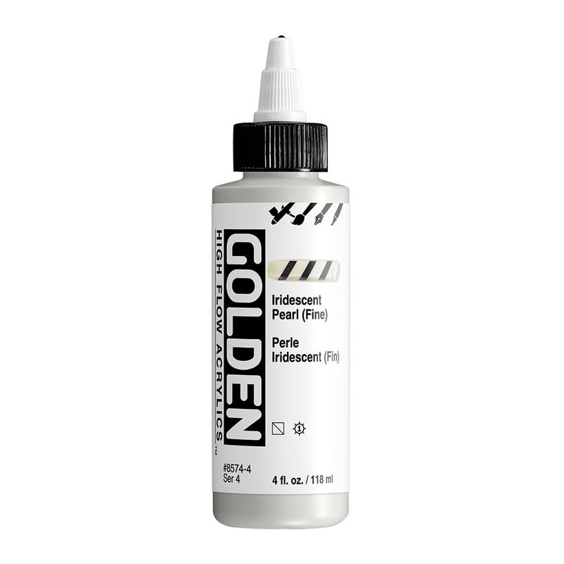 High Flow Acrylics by GOLDEN Iridescent Pearl Fine 4 fl oz Bottle Professional Acrylic Paint SemiTransparent