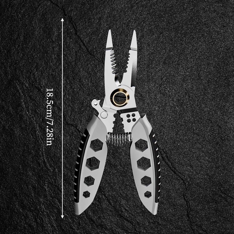 Snevad Wire Stripper and Cutter Pliers Tools Self Adjusting Multifunctional Stainless Steel Hand Tool and Cable Professional Electrical Stripping Tool Wire Stripper Non Slip Handle Crimping Tool - Image 3