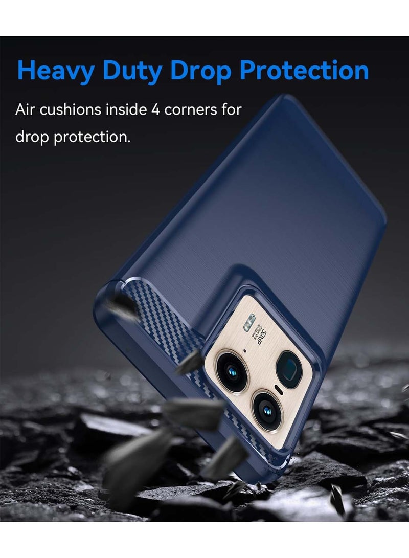 دبليو تيك غطاء حماية من السيليكون المصقول لهاتف Motorola Edge 50 Ultra 5G 2024 - أزرق داكن - Image 2