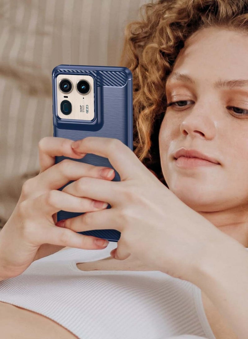 دبليو تيك غطاء حماية من السيليكون المصقول لهاتف Motorola Edge 50 Ultra 5G 2024 - أزرق داكن - Image 4