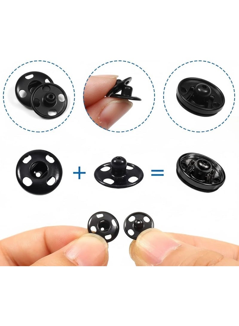 12mm Strong Metal Snap Buttons – Heavy Duty for Sewing on Leather Clothes, Jackets, Jeans, Bags, Durable and Reliable Fastener for Professional Projects (Black) - Image 5