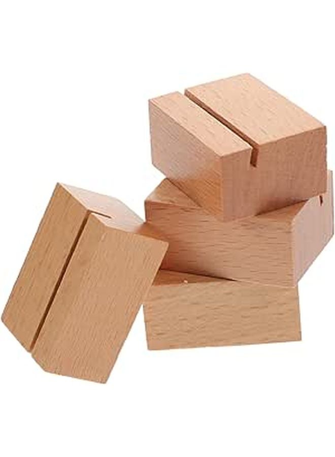 4 Pcs Solid Wood Place Card Holders With Sleek Slits For Wedding Engagement Birthday Parties - Image 1