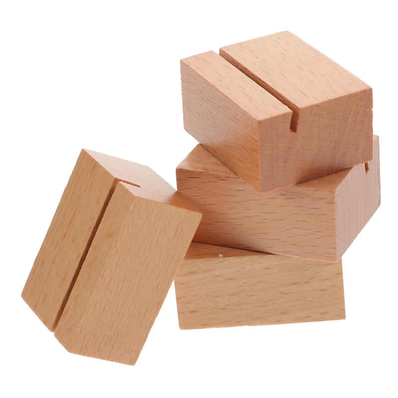 4 Pcs Solid Wood Place Card Holders With Sleek Slits For Wedding Engagement Birthday Parties - Image 2