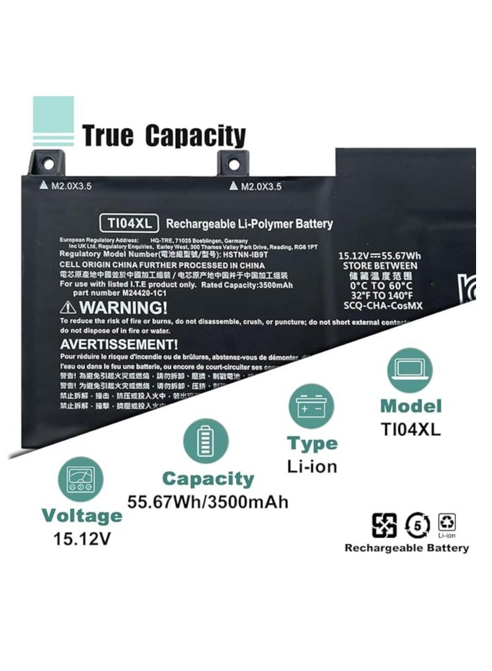 Terabyte بطارية لابتوب بديلة TI04XL لجهاز HP Envy 17-ch 17m-ch 17-cr 17-ch0000 17-ch1000 17-cr0000 17-cr1000 17t-ch000 17t-ch100 17t-cr000 17t-cr1000 17-ch0085ng 17-ch1010nl 17-ch1000sl 17-cr0075ng - Image 2
