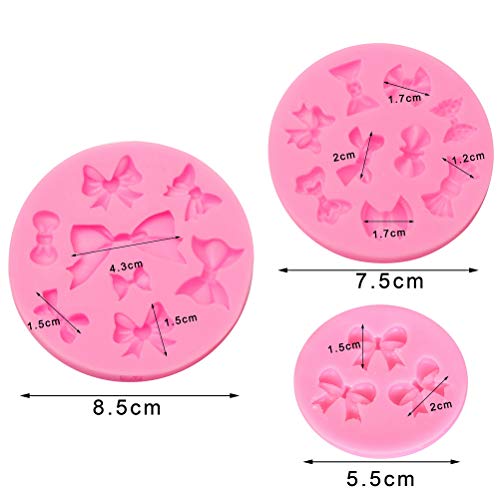 Pengxiaomei 3 Pack Bows Silicone Mould, Bow Fondant Sugar Mould Craft Molds for Birthday Wedding Party DIY Cake Decorating Mold - Image 3