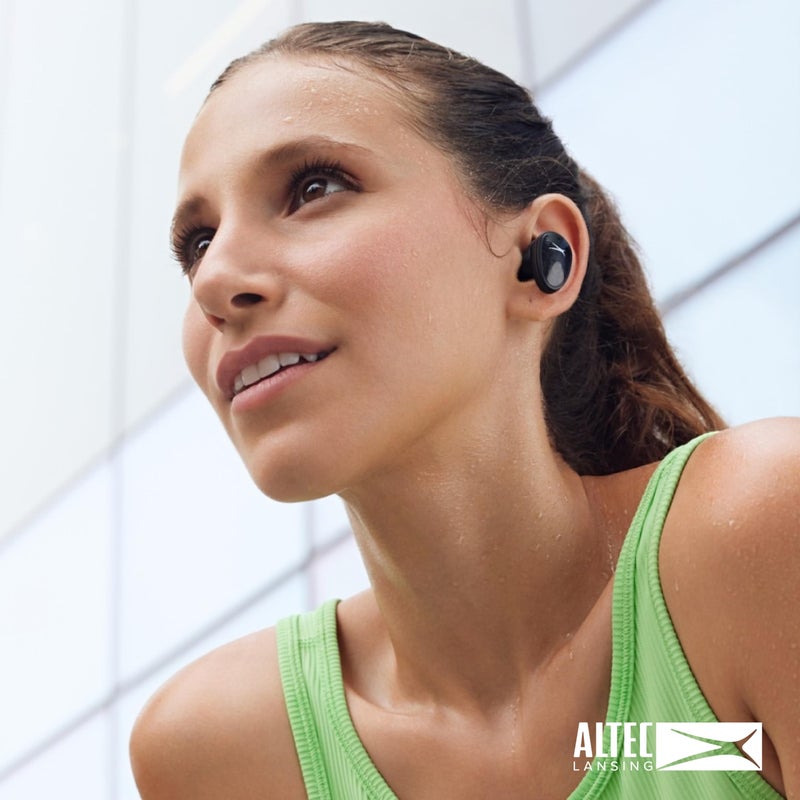 Altec Lansing - Nanobuds 3.0, Wireless Sport Earbuds with 6-Hour Battery, Waterproof IP44, Bluetooth with Charging Case, Noise Suppression Mic, Voice Assistant (Black) - Image 2