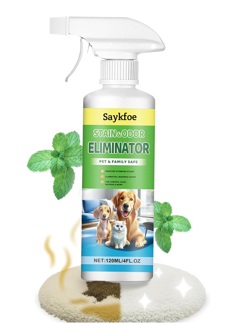 saykfoe Powerful Pet Odor Eliminator Spray - Advanced Enzyme Formula for Dog & Cat Urine, Permanent Stain & Smell Remover for Carpets, Furniture & Floors  Fresh Scent, Safe for Pets & Kids (120 ML) - Image 1