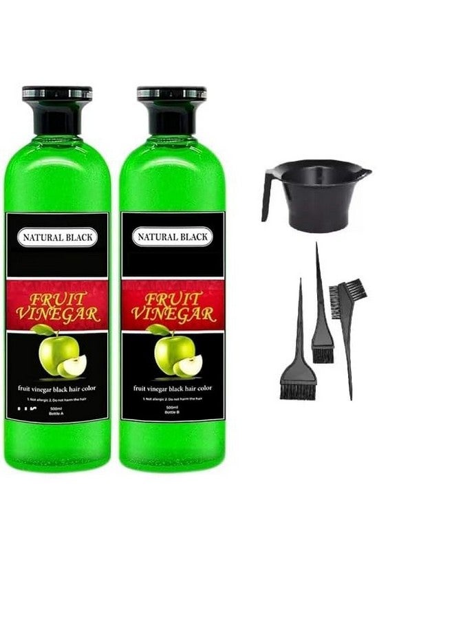KATE BLANC Fruit Vinegar Hair Color Black Gel With Dye Brush and Mixing Bowl Hair Colouring Kit,2 Count - Image 1
