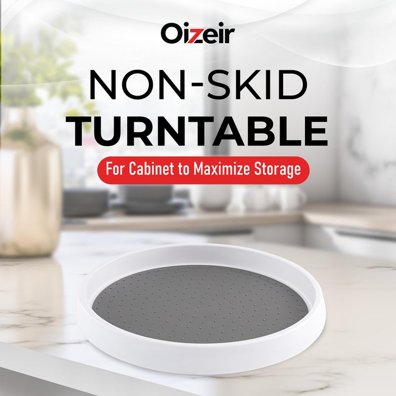 Oizeir 10 Inch Lazy Susan Set Of 4 - Non-Skid Turntable For Cabinet To Maximize Storage And Simplify Accessibility In Kitchen  Bathroom  And Pantry Spaces (White) - Image 2