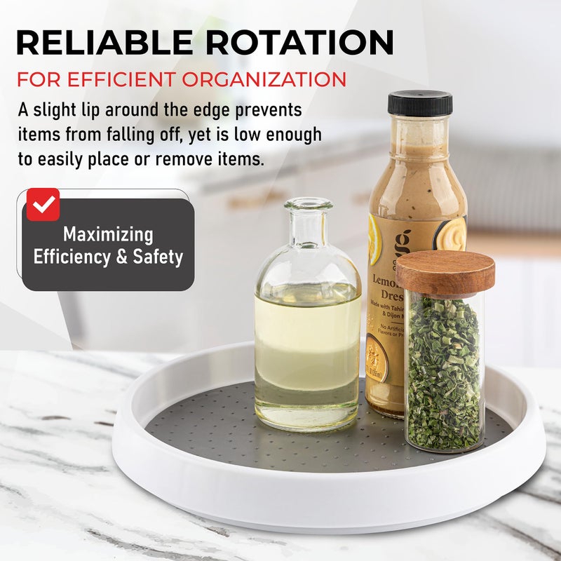 Oizeir 10 Inch Lazy Susan Set Of 4 - Non-Skid Turntable For Cabinet To Maximize Storage And Simplify Accessibility In Kitchen  Bathroom  And Pantry Spaces (White) - Image 3