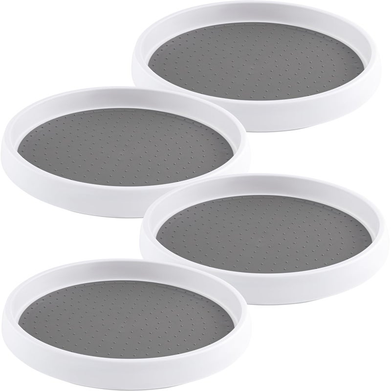 Oizeir 10 Inch Lazy Susan Set Of 4 - Non-Skid Turntable For Cabinet To Maximize Storage And Simplify Accessibility In Kitchen  Bathroom  And Pantry Spaces (White) - Image 1