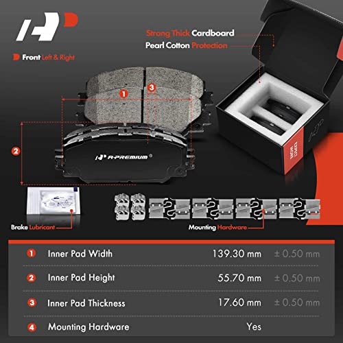 A-Premium Front Drilled and Slotted Disc Brake Rotors + Ceramic Pads Kit Compatible with Toyota, Lexus and Scion Models - RAV4 2006-2018, Prius V, HS250h, xB, 6-PC Set - Image 3