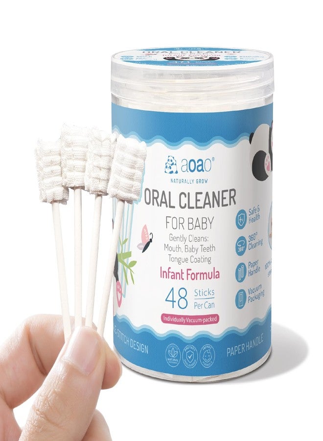 AOAO Baby Tongue Cleaner, Baby Toothbrush, 48pcs Disposable Infant Mouth Cleaner, Soft Gauze Toohthbrush Toddler Oral Cleaning Stick Dental Care for 0-36 Month Newborn, Baby Oral Cleaner (48pcs) - Image 1